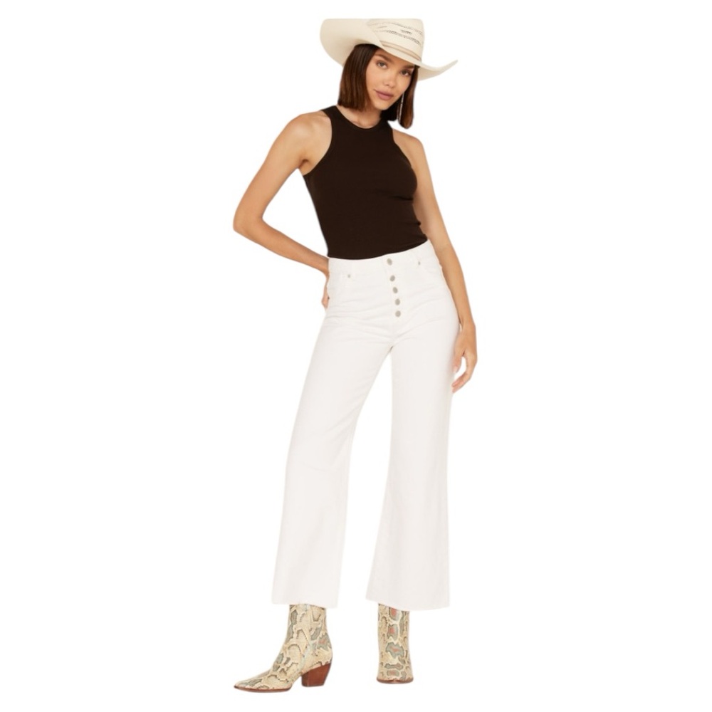 ROLLA'S Womens High Rise Eastcoast Cropped Flare Jeans in White Size 29